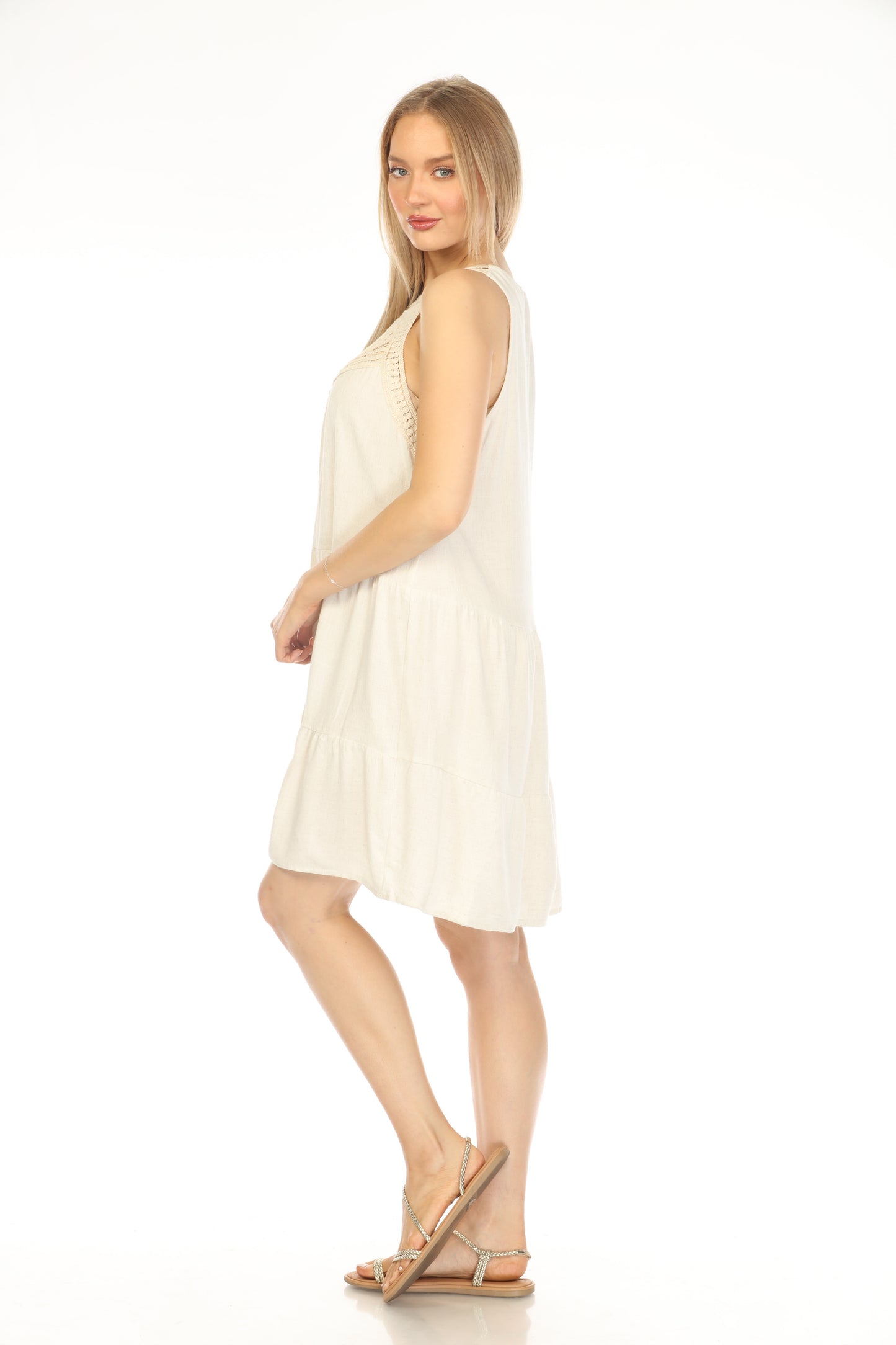 Off White Lace Halter neck Dress