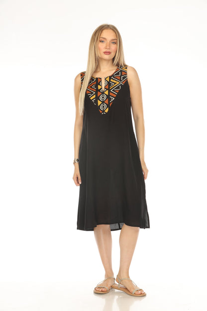 Black Geometrical Fusion Pockets Dress