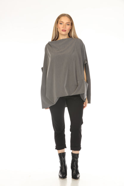 Grey Designer Pockets Made In Italy Top