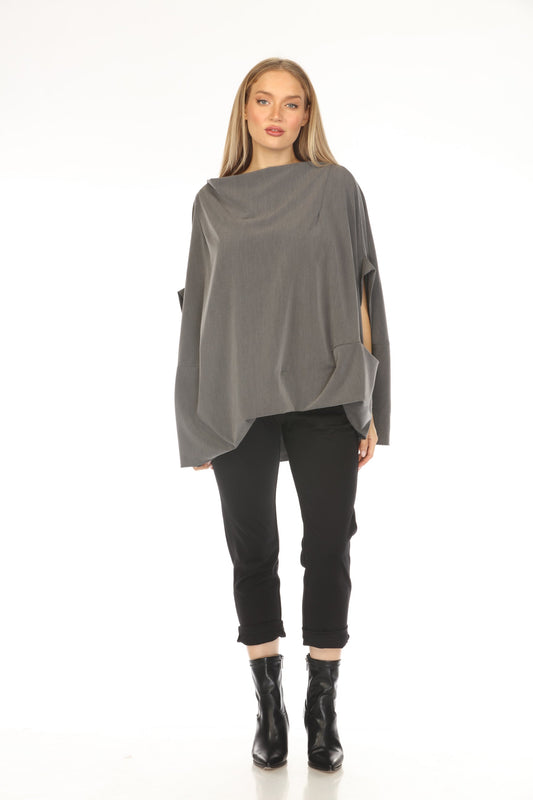 Grey Designer Pockets Made In Italy Top