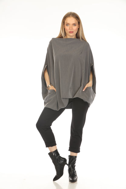 Grey Designer Pockets Made In Italy Top