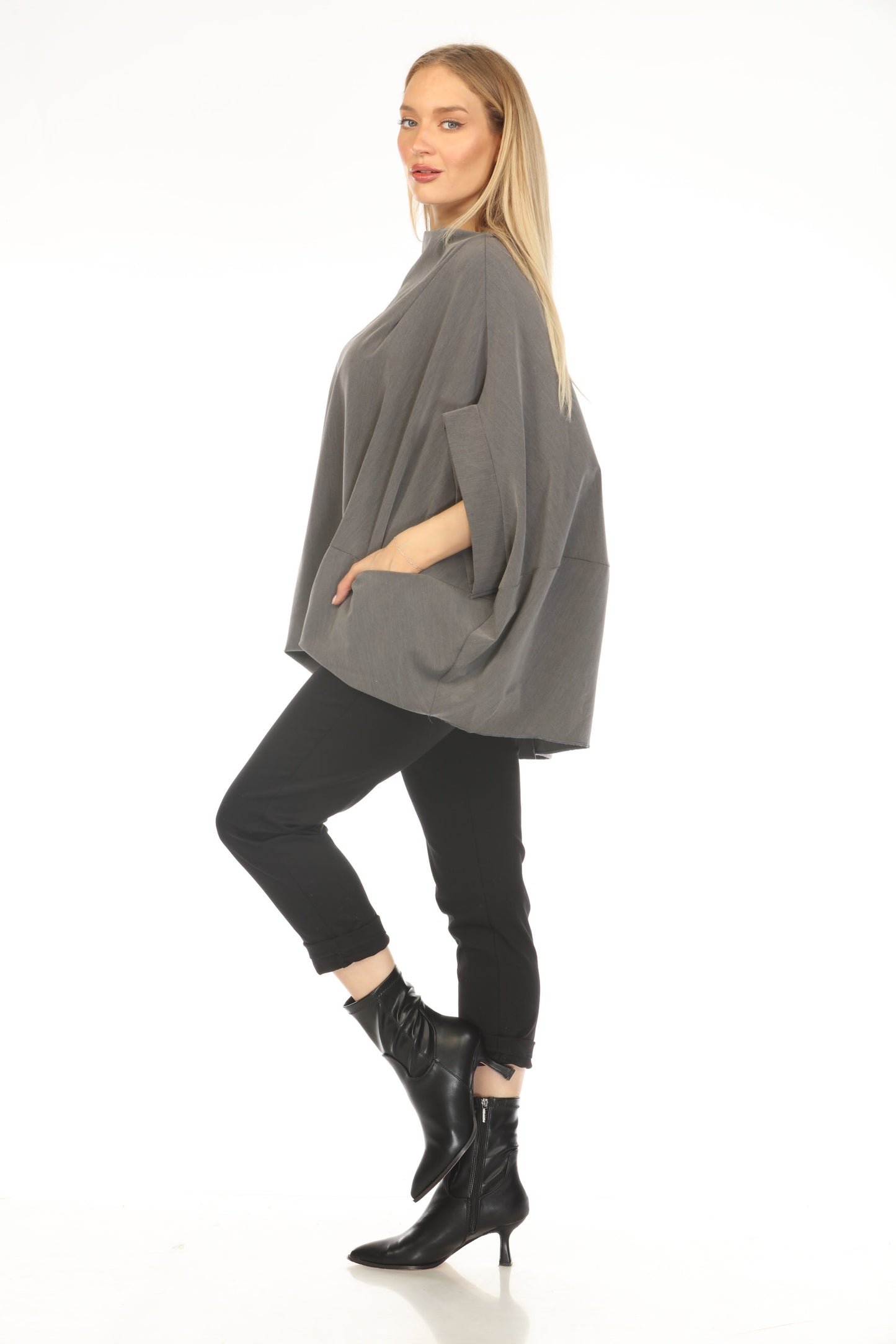 Grey Designer Pockets Made In Italy Top