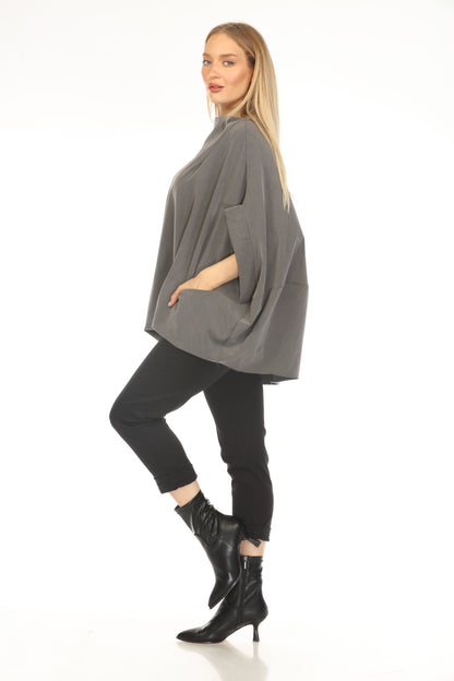 Grey Designer Pockets Made In Italy Top