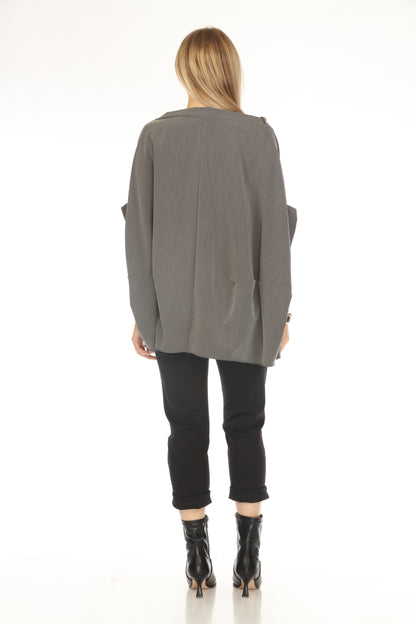 Grey Designer Pockets Made In Italy Top