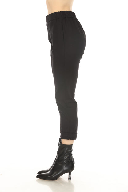 Black Stretchable Pockets Pant