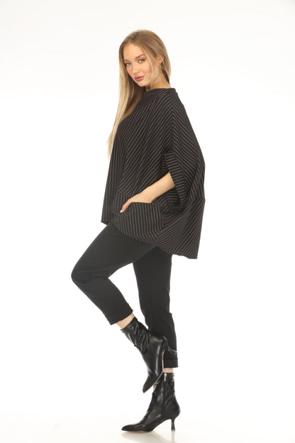 Black Strips Designer Pockets Made In Italy Top