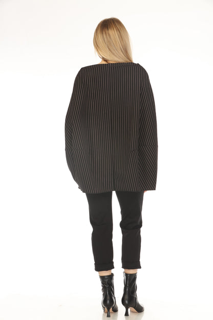 Black Strips Designer Pockets Made In Italy Top