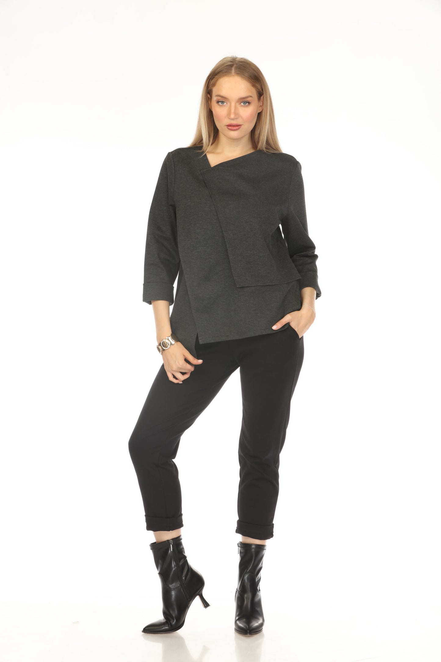 Black Strips Designer Pockets Made In Italy Top