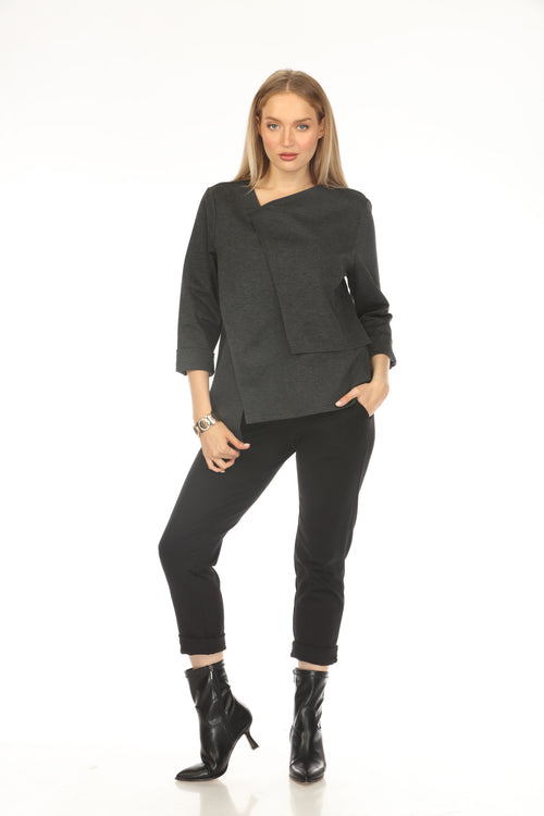 Grey Flap Style Asymmetrical Blazer