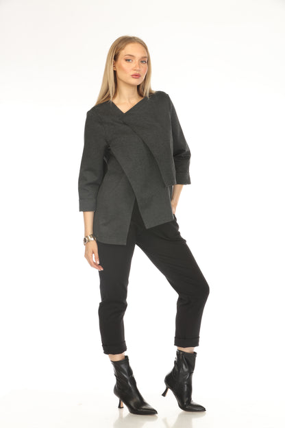 Grey Flap Style Asymmetrical Blazer