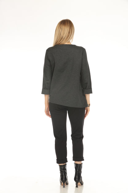 Black Strips Designer Pockets Made In Italy Top