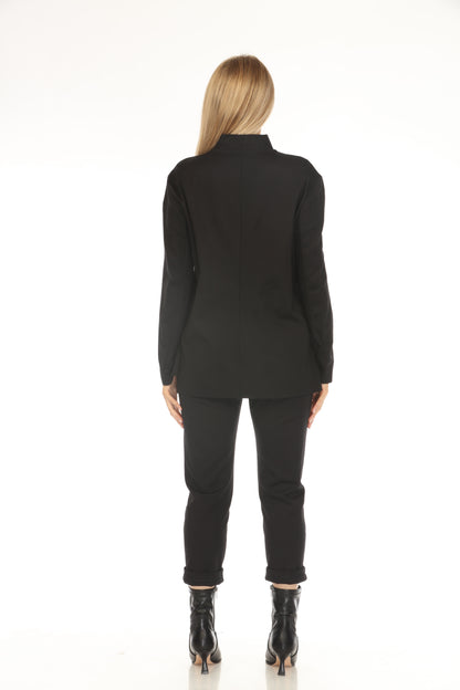 Black Buttoned Asymmetrical Blazer