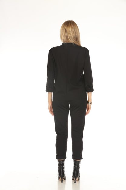 Black Buttoned Asymmetrical Blazer