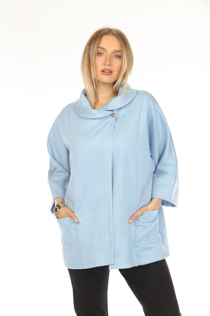 Light Blue Suede Pockets Designer Light Jacket