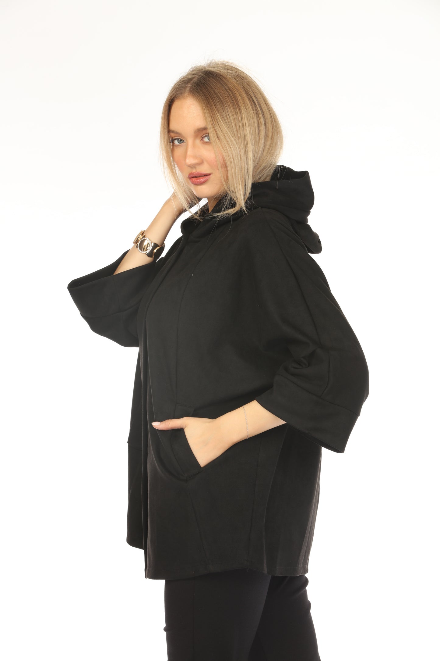 Black Suede Pockets Designer Light Jacket