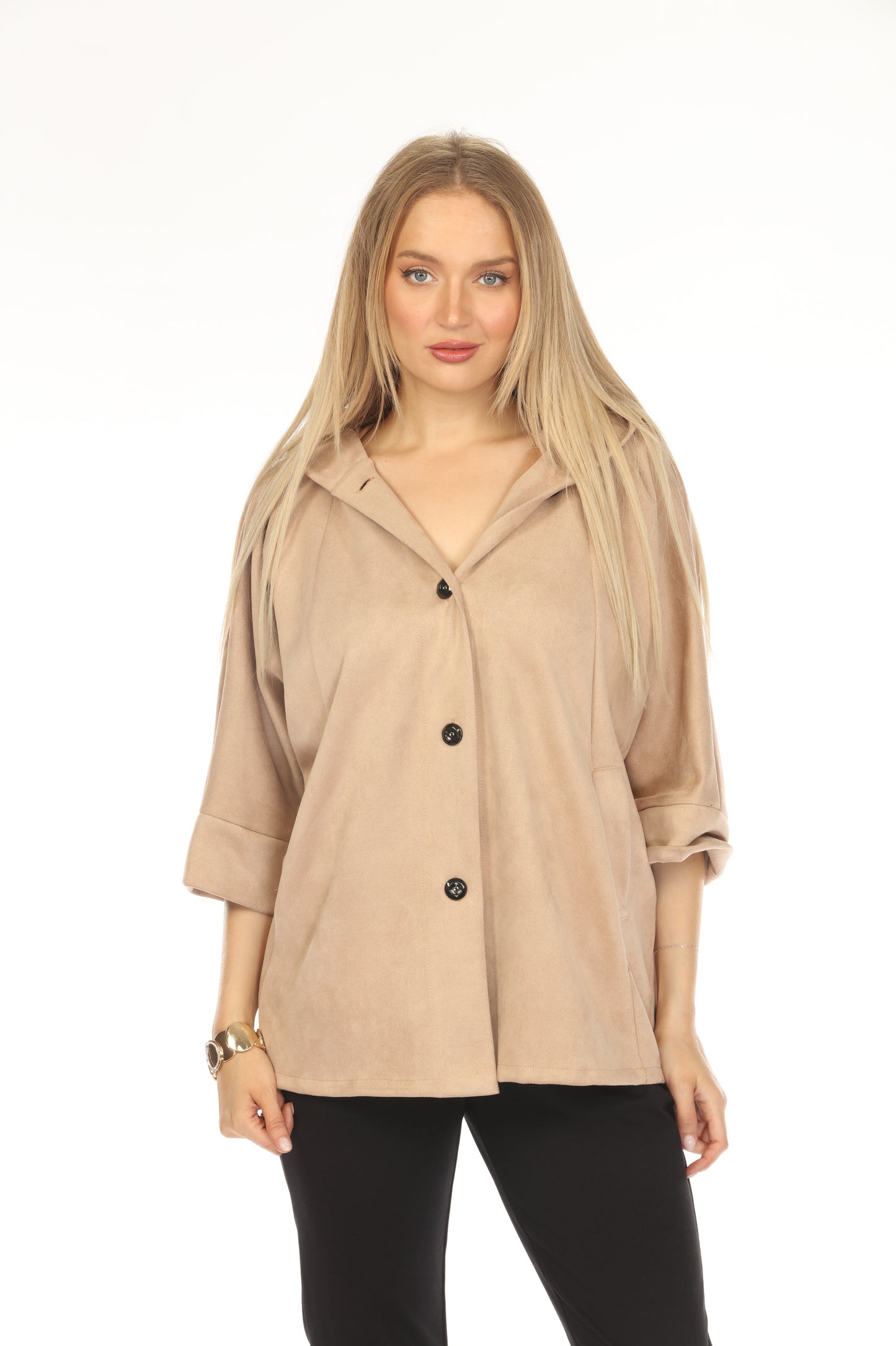 Camel Suede Pockets Designer Light Jacket