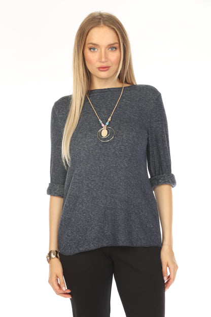 Navy Butter Soft Sleeves Top