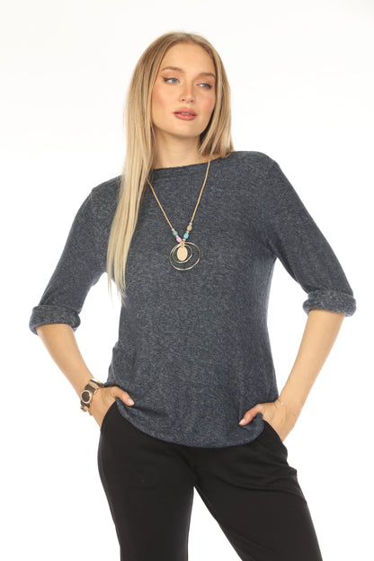 Navy Butter Soft Sleeves Top