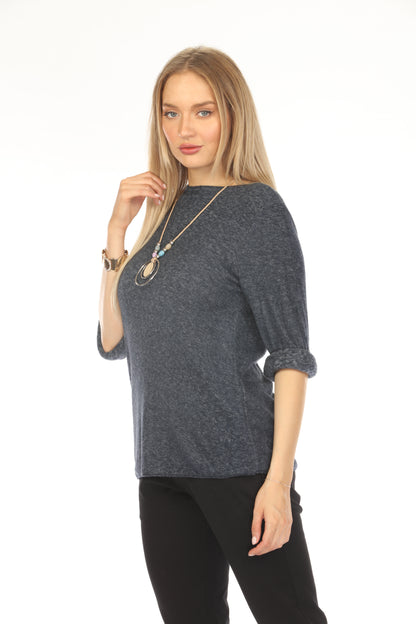 Navy Butter Soft Sleeves Top