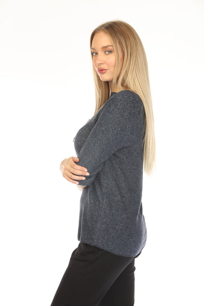 Navy Butter Soft Sleeves Top