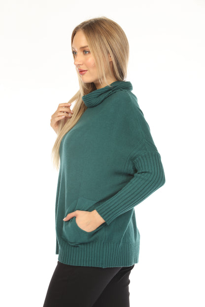 H. Green high neck pockets Sweater Top