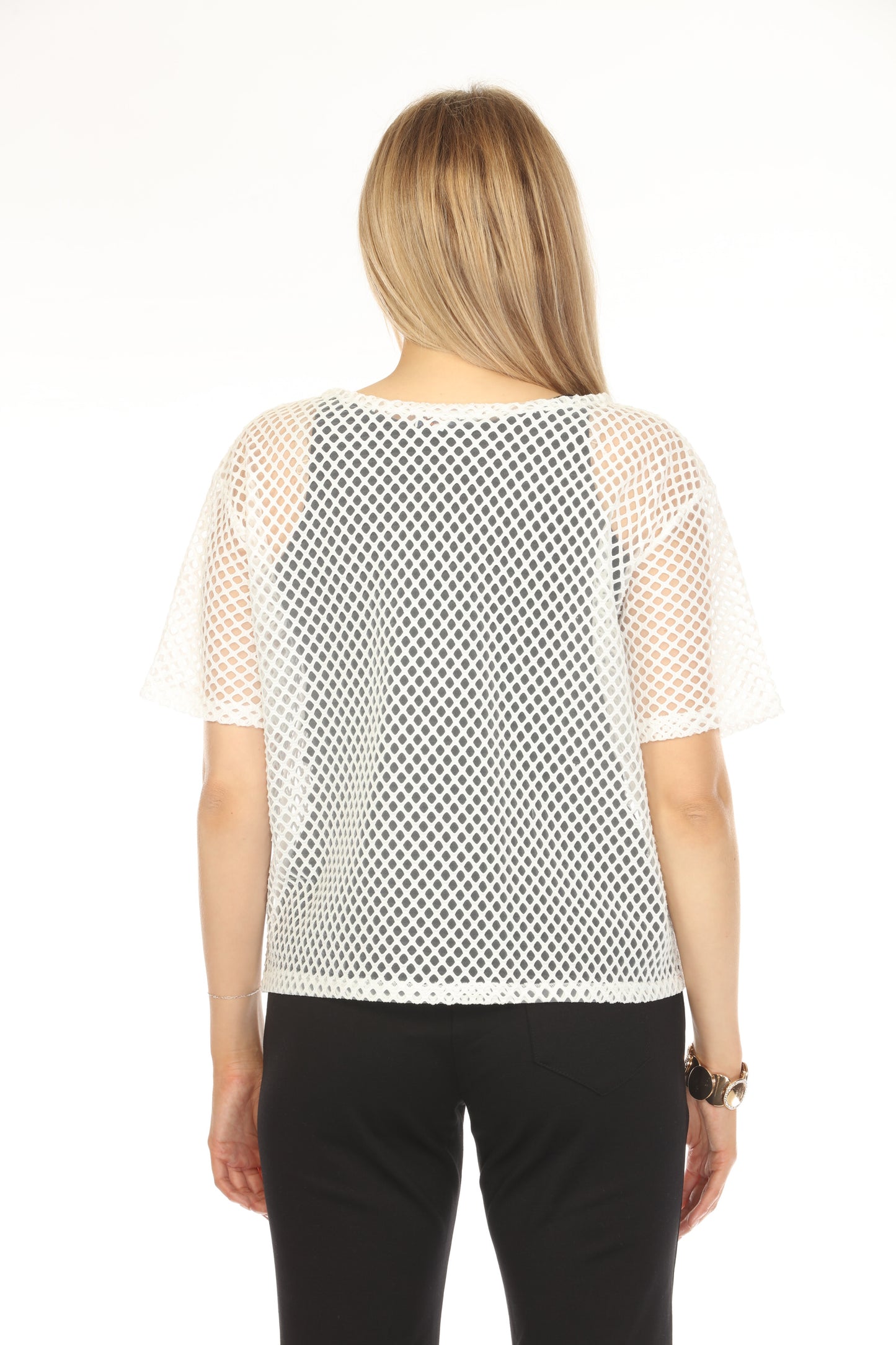 Mesh White Half Sleeves Top