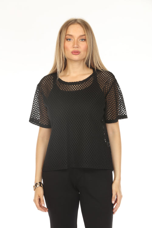 Mesh Black Half Sleeves Top