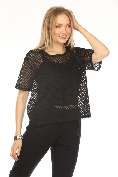 Mesh Black Half Sleeves Top