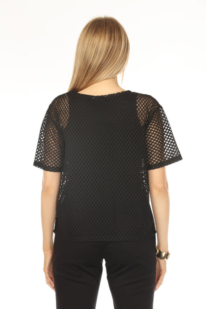 Mesh Black Half Sleeves Top