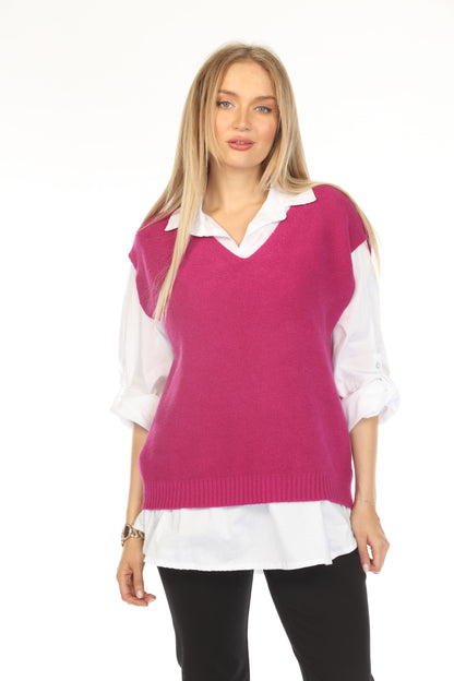Grape & White Scholar Sweater Top Vest