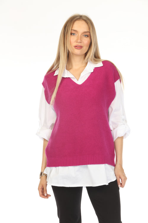 Grape & White Scholar Sweater Top Vest