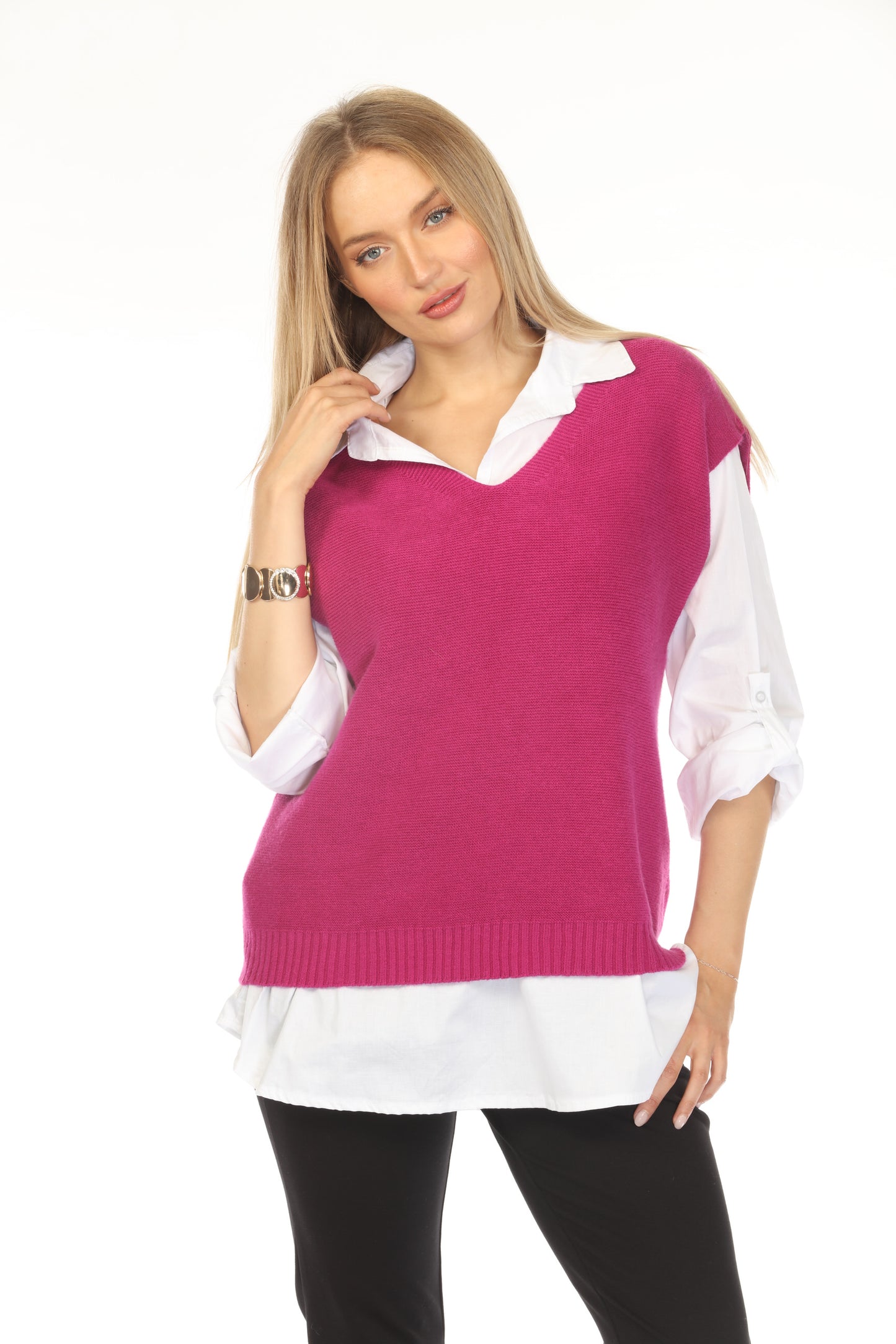 Grape & White Scholar Sweater Top Vest