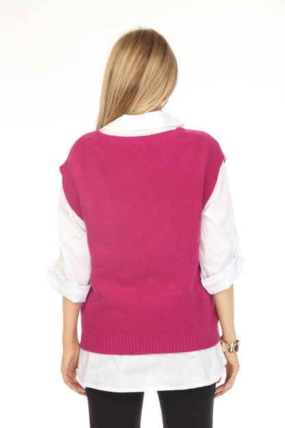 Grape & White Scholar Sweater Top Vest
