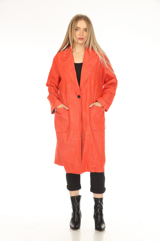 Coral 100% Cotton Trench Coat