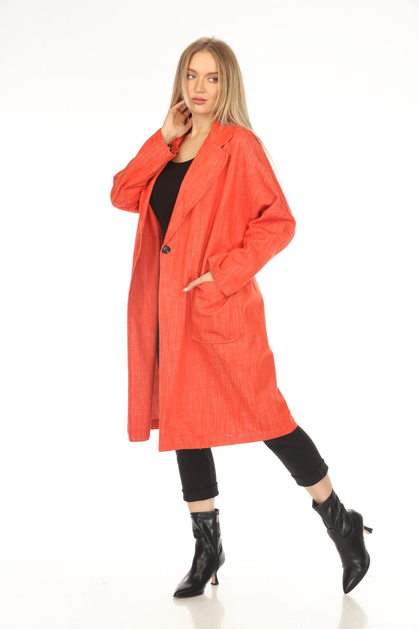 Coral 100% Cotton Trench Coat