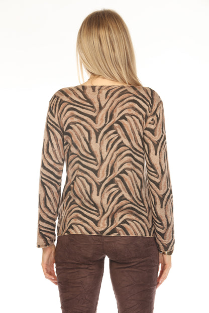 Tabacco Black & Zebra Print Top