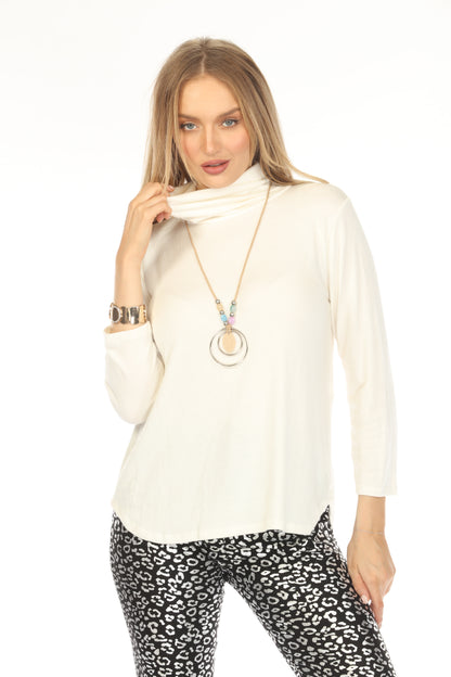 Off White Turtleneck Neck Cozy Sweater Top