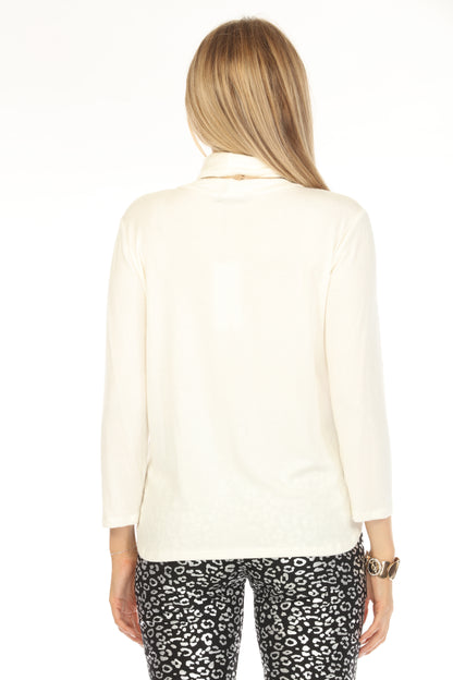 Off White Turtleneck Neck Cozy Sweater Top