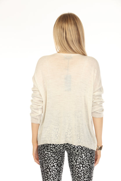 Beige FX Logo Top With Sleeves
