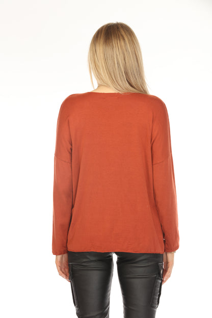 Rust Top With Leopard Print Scarf