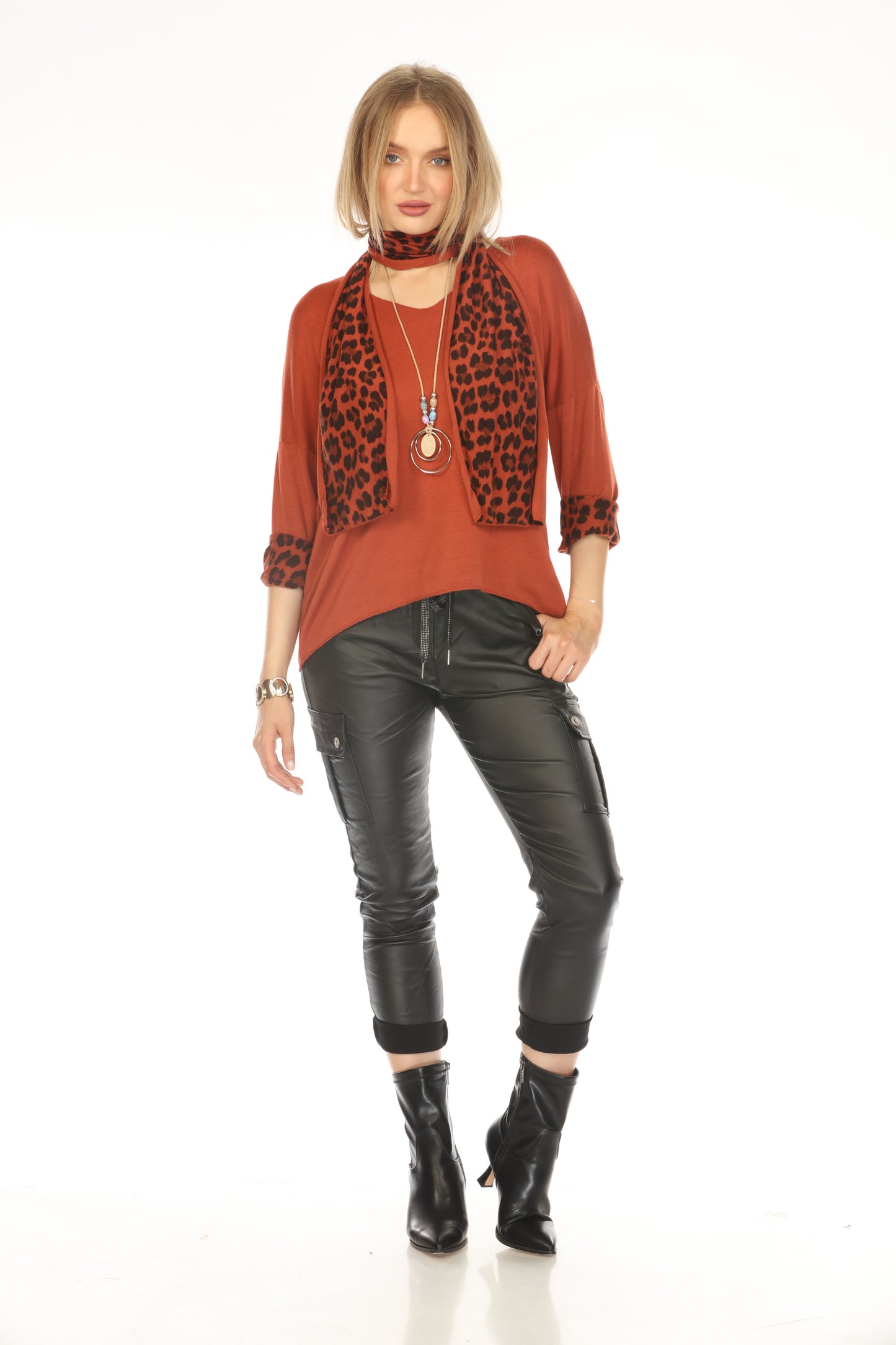 Black flux leather stretchable Pant