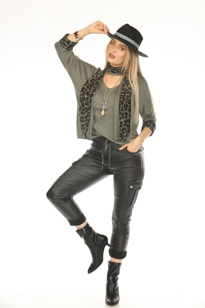 Black flux leather stretchable Pant