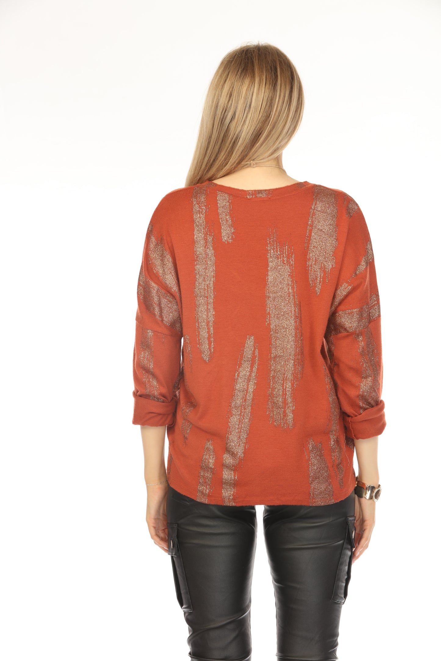 Rust shiny v neck Top