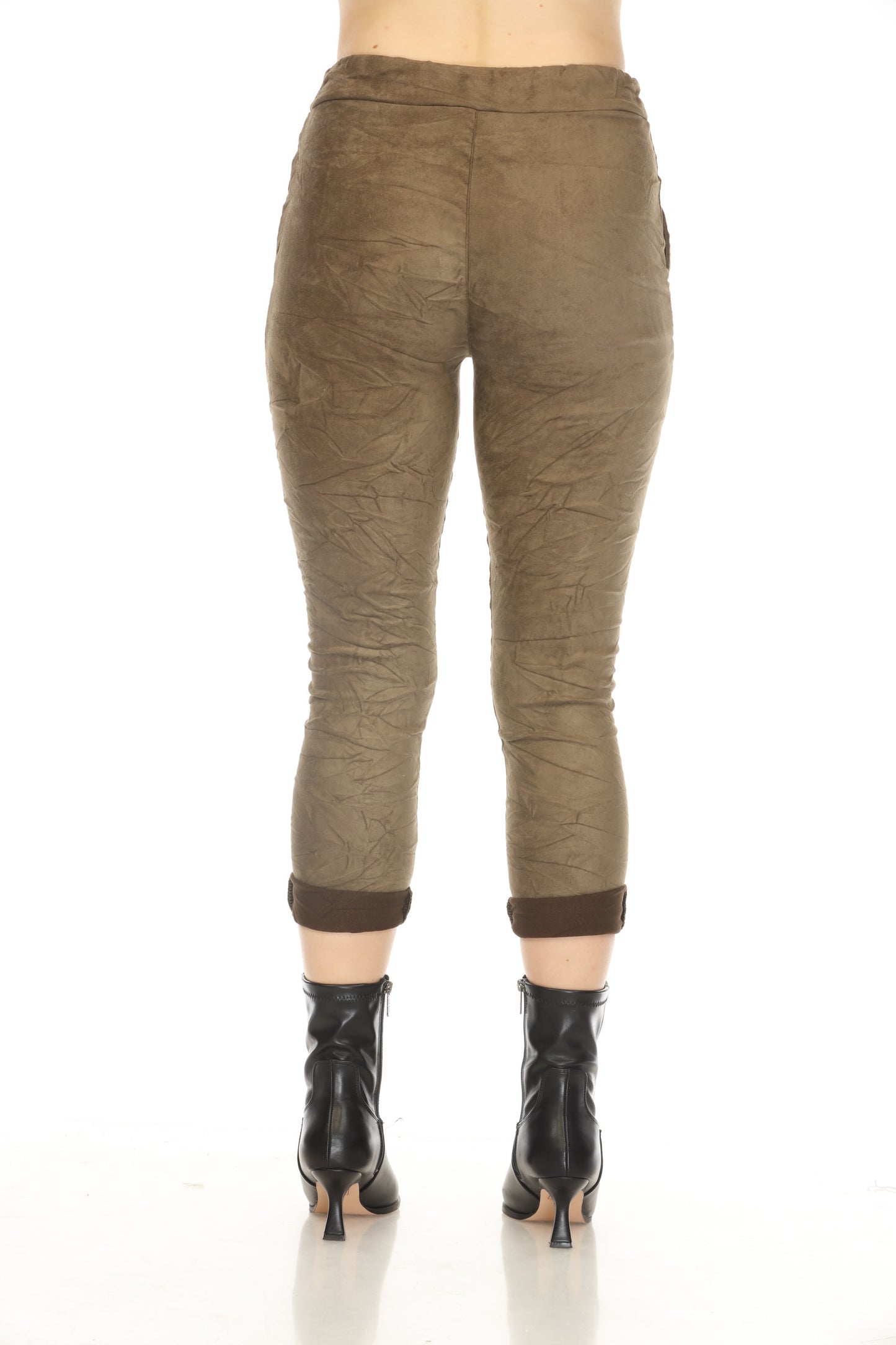 Olive Crush Fabric Pockets Pant