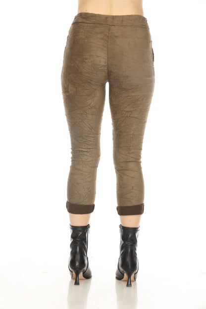 Olive Crush Fabric Pockets Pant