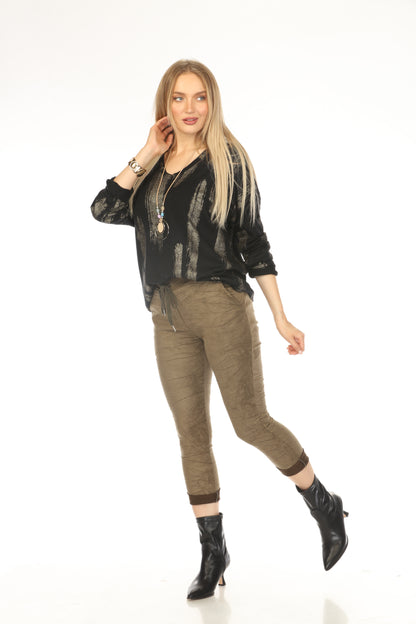 Olive Crush Fabric Pockets Pant