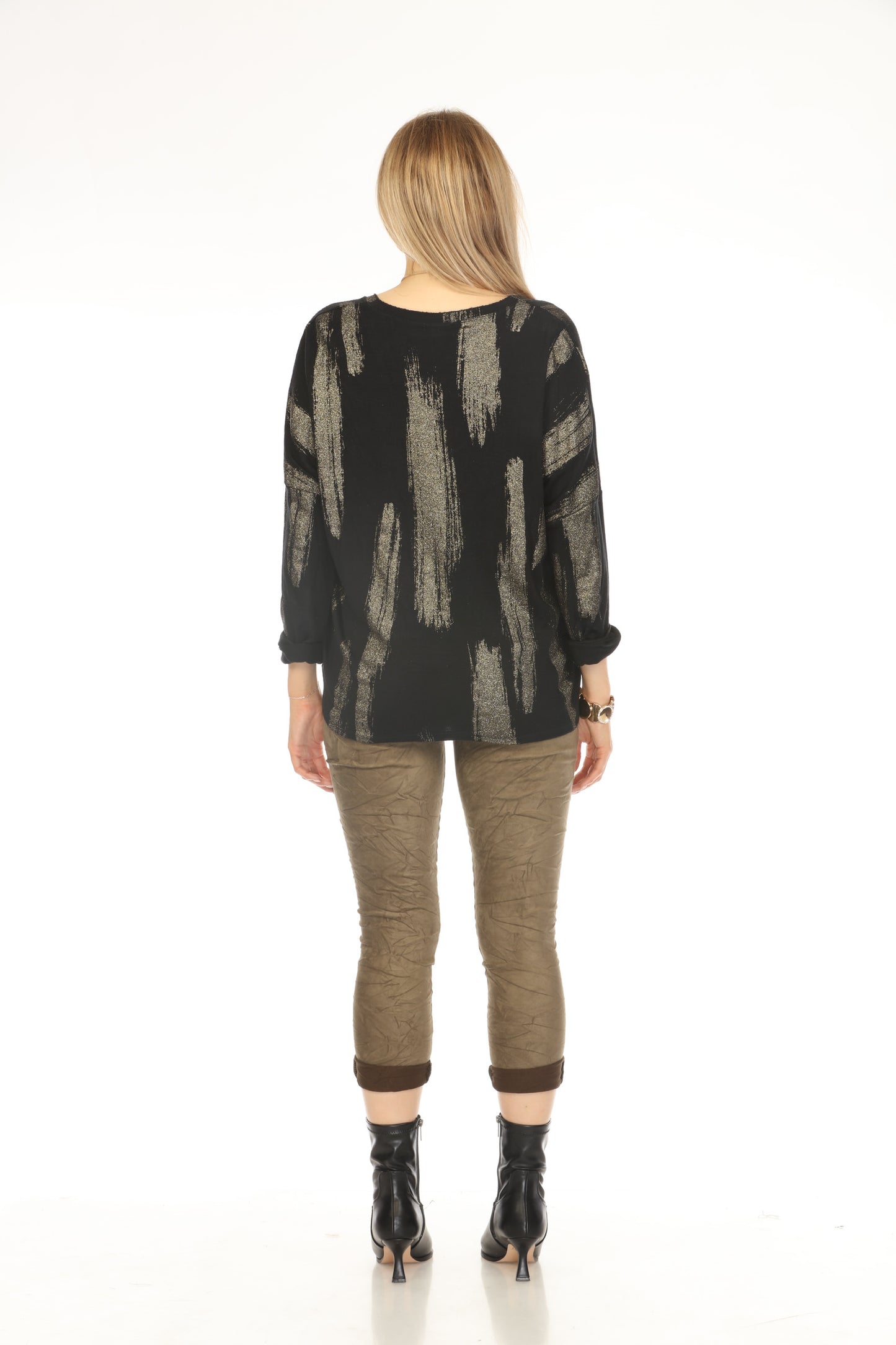 Black shiny v neck Top