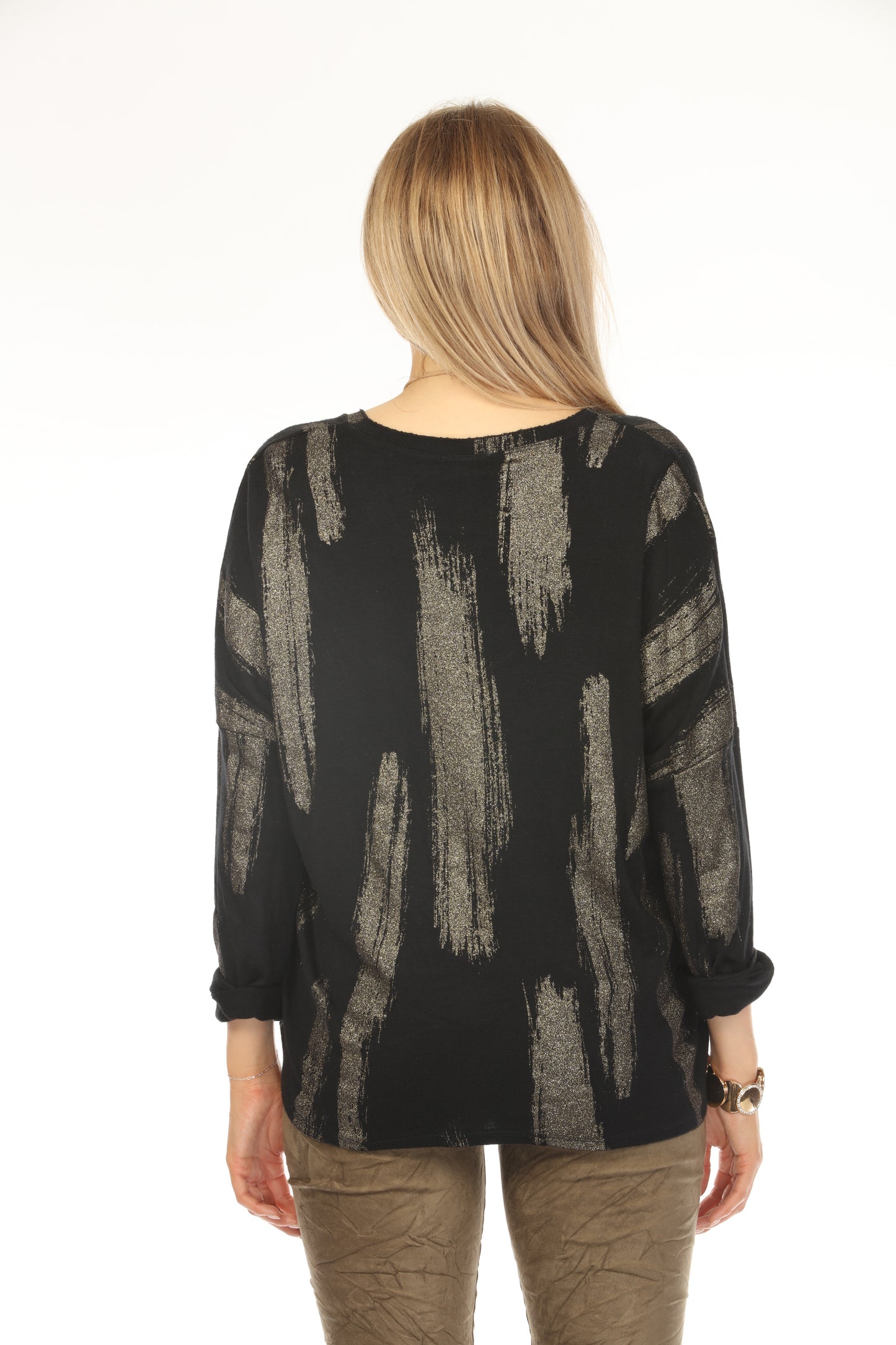 Black shiny v neck Top