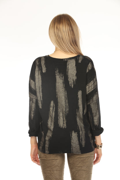 Black shiny v neck Top