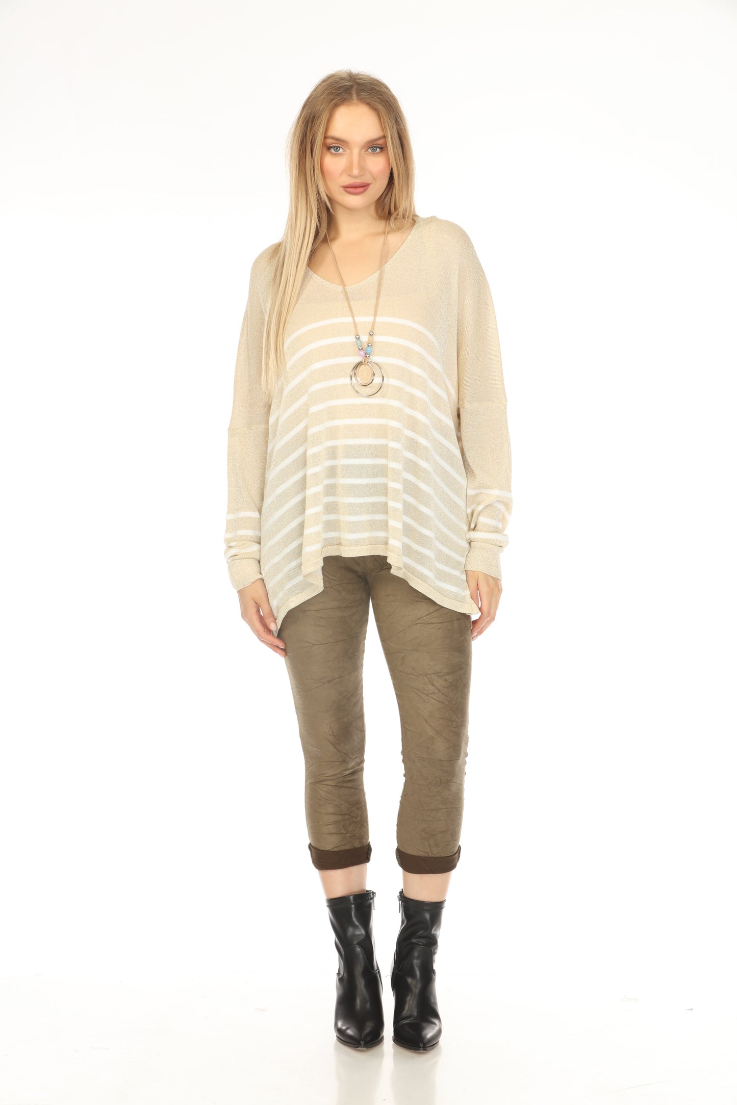 Gold horizontal strips Shiny Top